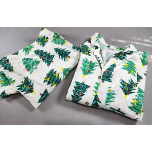 Old Navy Mens Unisex Pajamas 4X Flannel Top Bottom Christmas Tree Santa